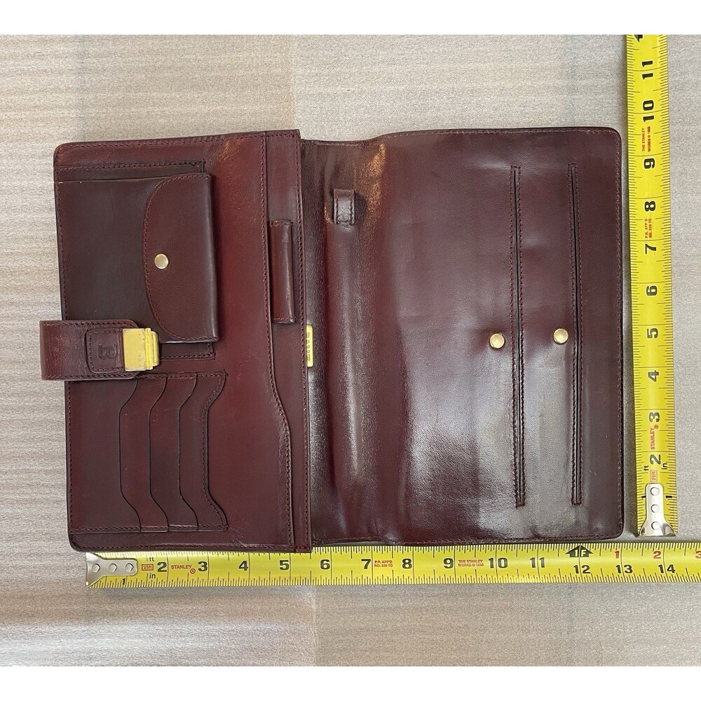 VTG Bally Burgundy Brown Leather Envelope Clutch Wristlet Organizer 1990s Italy - Picture 8 of 14